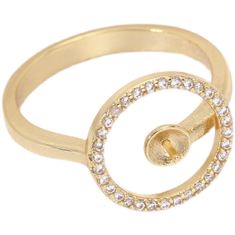 Ring Blank Adjustable - JZ009 Copper Gold Plated Geometric Zircon