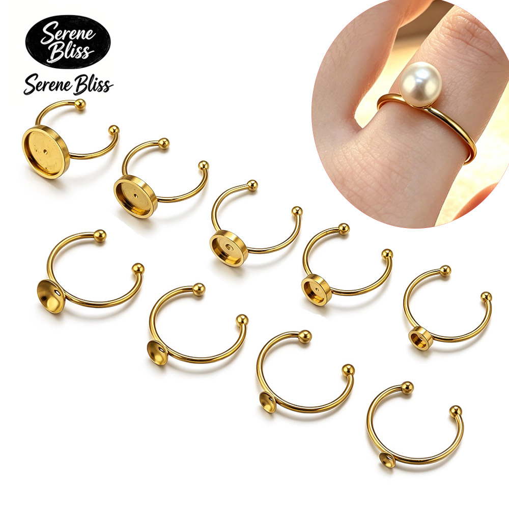 Ring Blank Adjustable - 10pcs Stainless Steel Round Adjustable Open