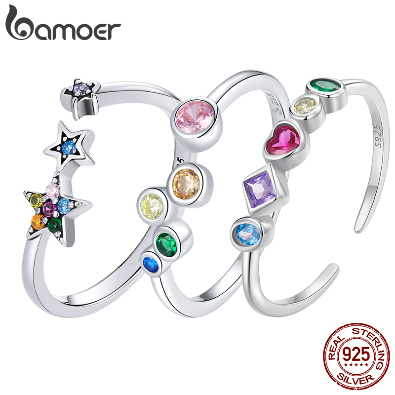 Ring Blank Adjustable - Bamoer Original 925 Sterling Silver Colorful