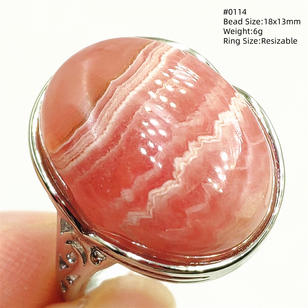 Ring Blank Adjustable - Natural Rose Rhodochrosite Ring Adjustable Ring