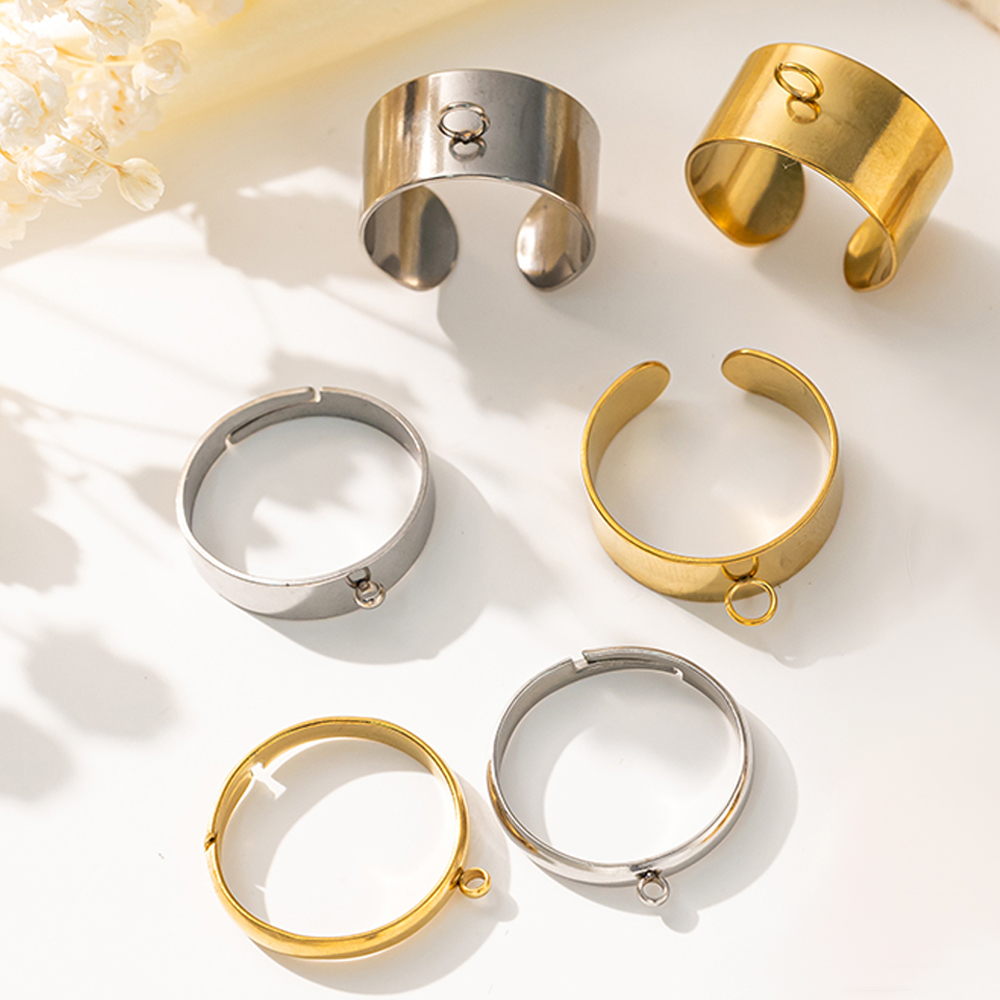 Ring Blank Adjustable - 5pcs/Lot Stainless Steel Gold Color Open