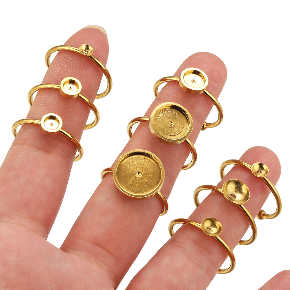 10pcs Stainless Steel Round Ad - огляд і ціна Ring Blank Adjustable