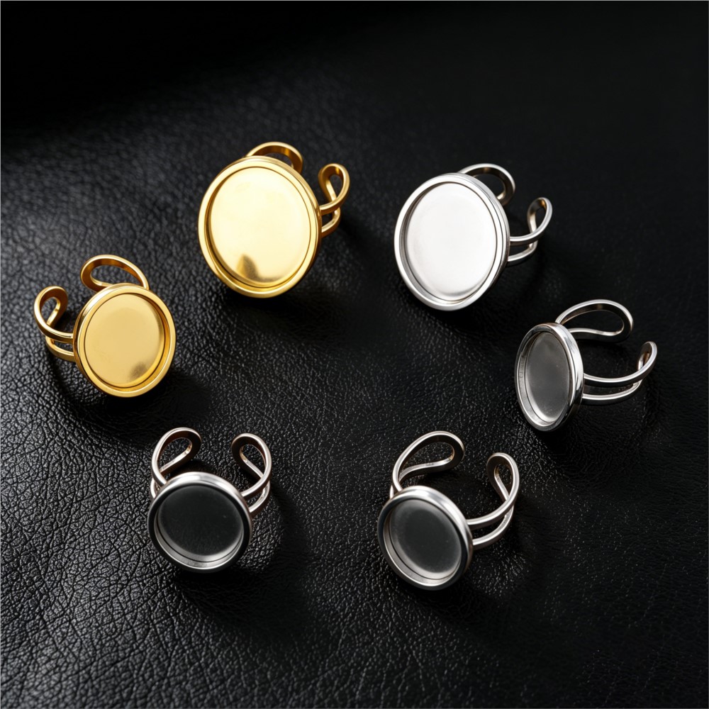 2pcs Stainless Steel Square Fl - огляд і ціна Ring Blank Adjustable