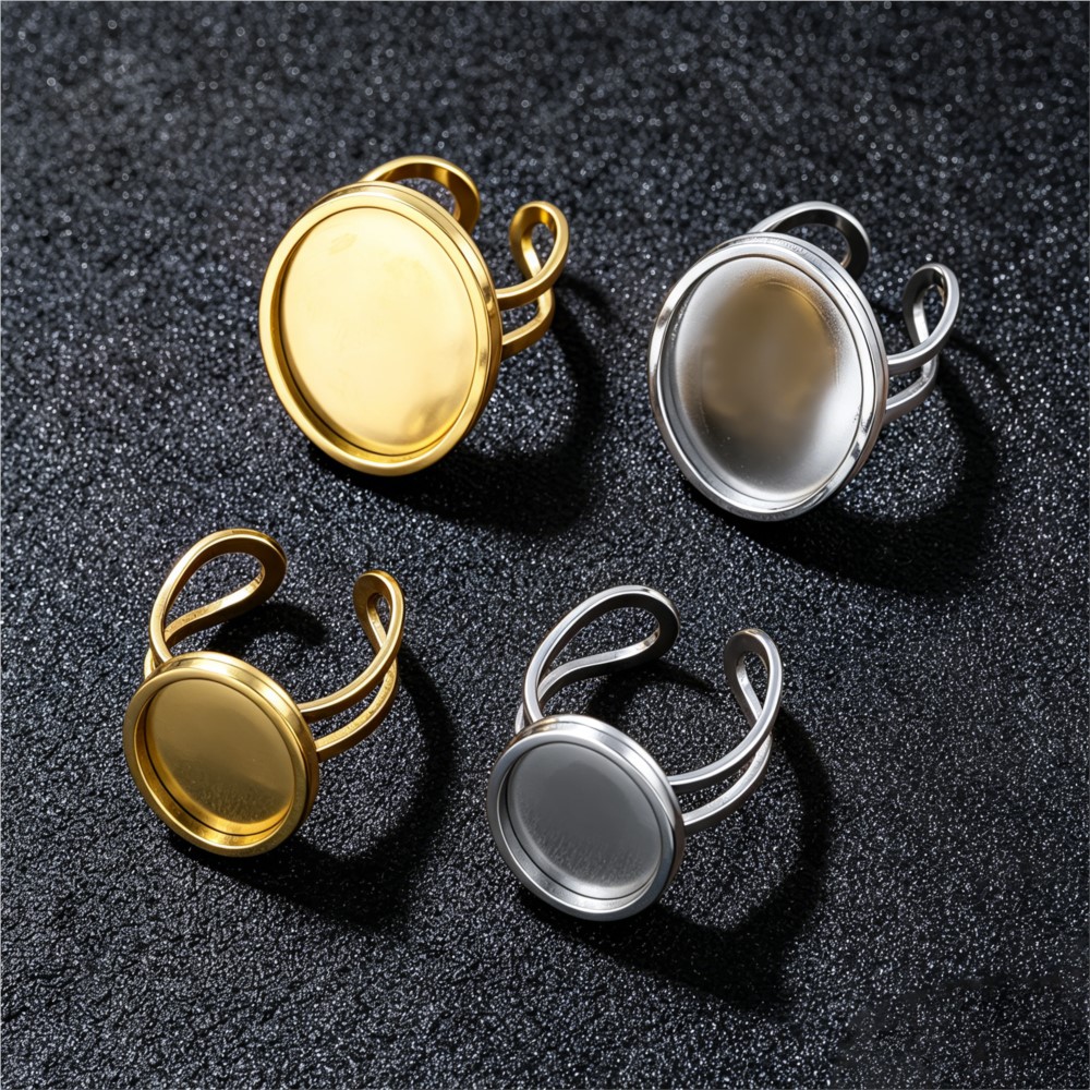 2pcs Stainless Steel Square Fl - огляд і ціна Ring Blank Adjustable