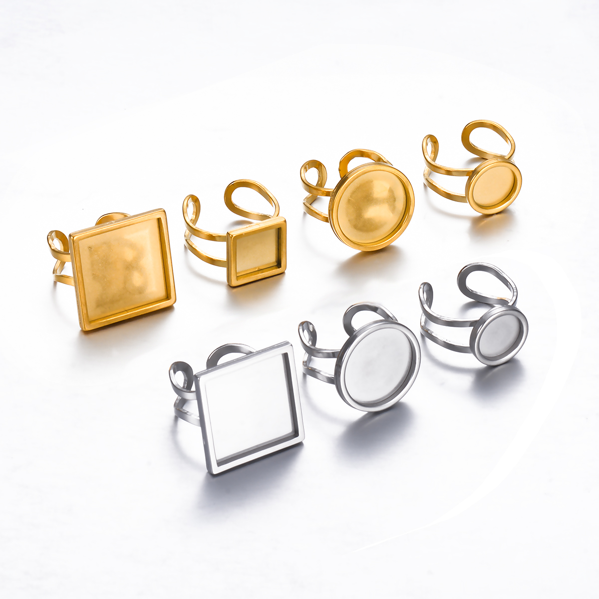 4PCS Stainless Steel Adjustabl - огляд і ціна Ring Blank Adjustable