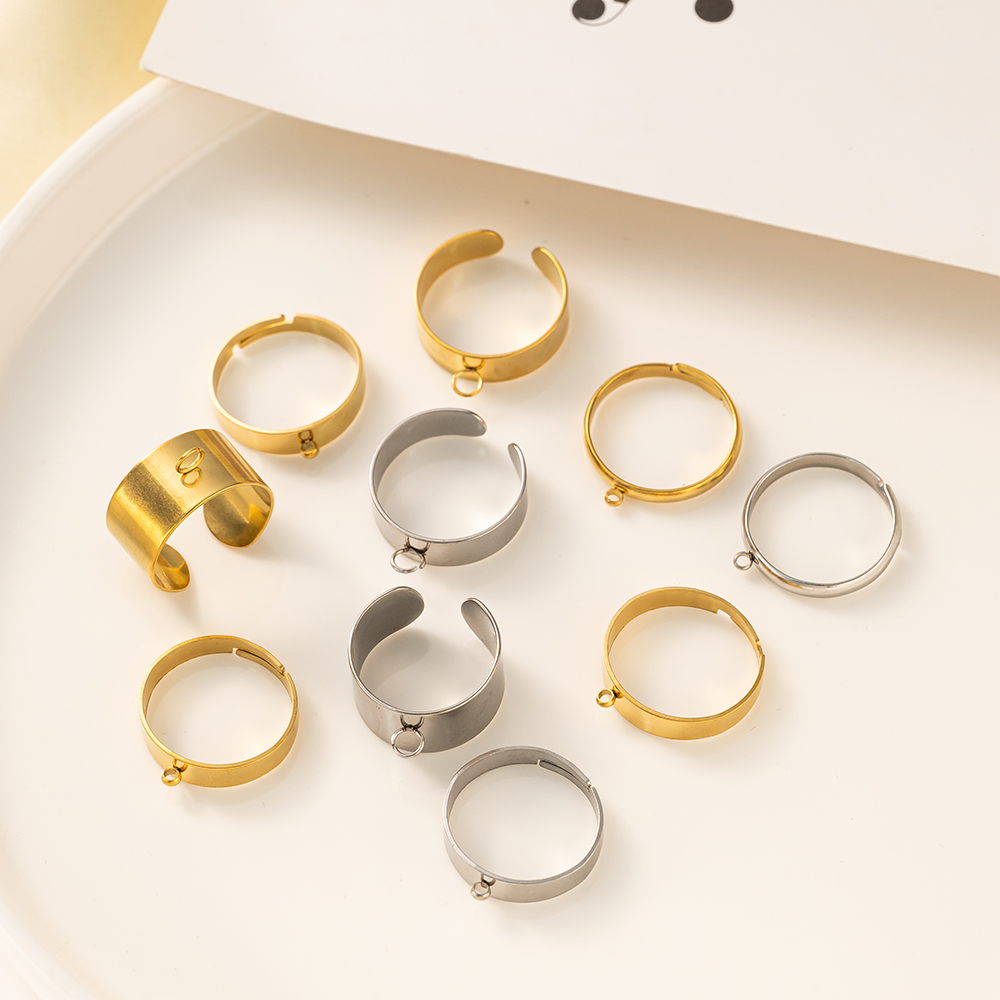 5pcs/Lot Stainless Steel Gold  - огляд і ціна Ring Blank Adjustable